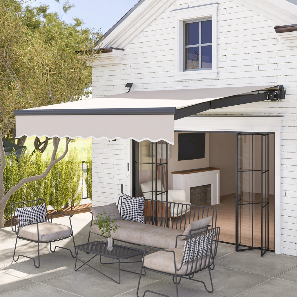 Toldo Retraibile Manuale con Luci LED Solari ¨C zephmum ¨C Crema 3x2,5 m