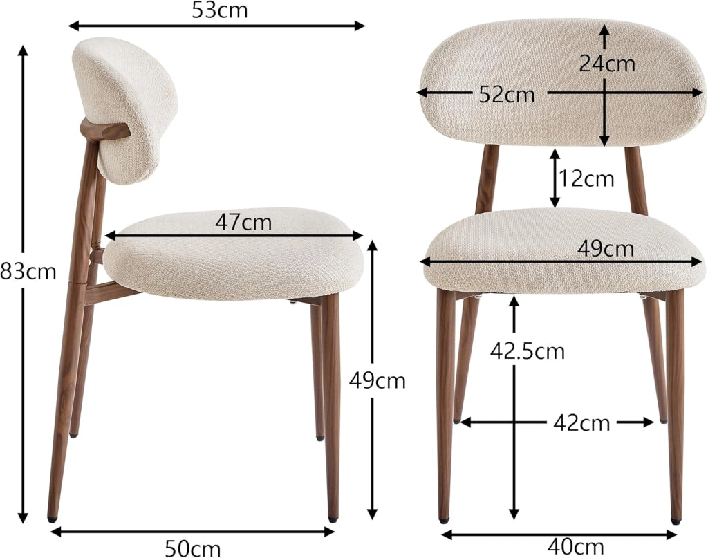 GrandCA HOME Set di 4 Sedie da Pranzo in Stile Medievale, Sedia da Cucina in Lino Beige con Schienale, Gambe in Metallo Effetto Legno Scuro, Adatte per Cucina, Soggiorno e Camera da Letto