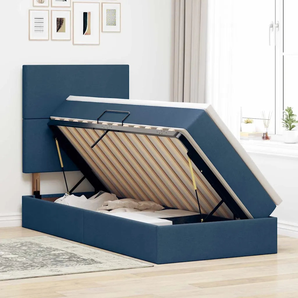 Letto con contenitore e LED con led Blu 90 x 200 cm Poliestere