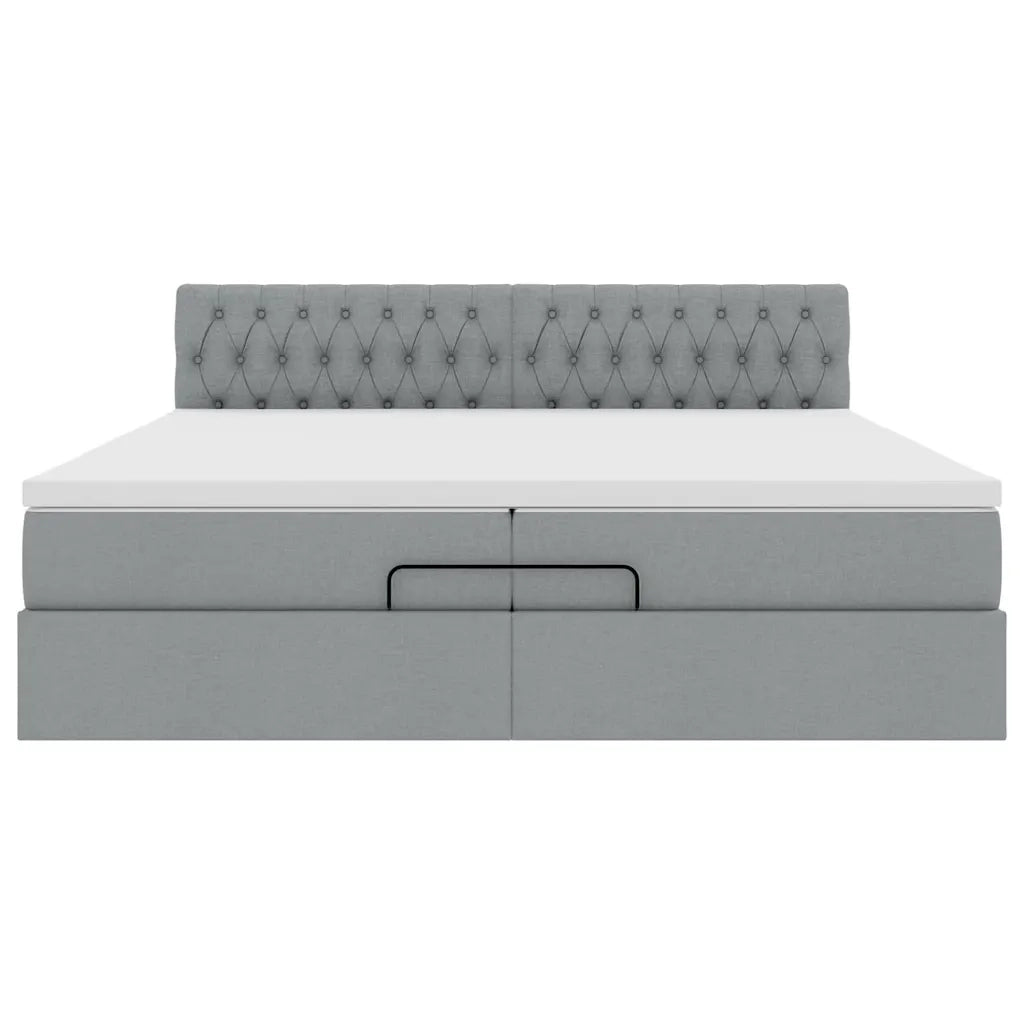 Struttura Letto Pouf con Materassi 200x200 cm in Tessuto 3312416
