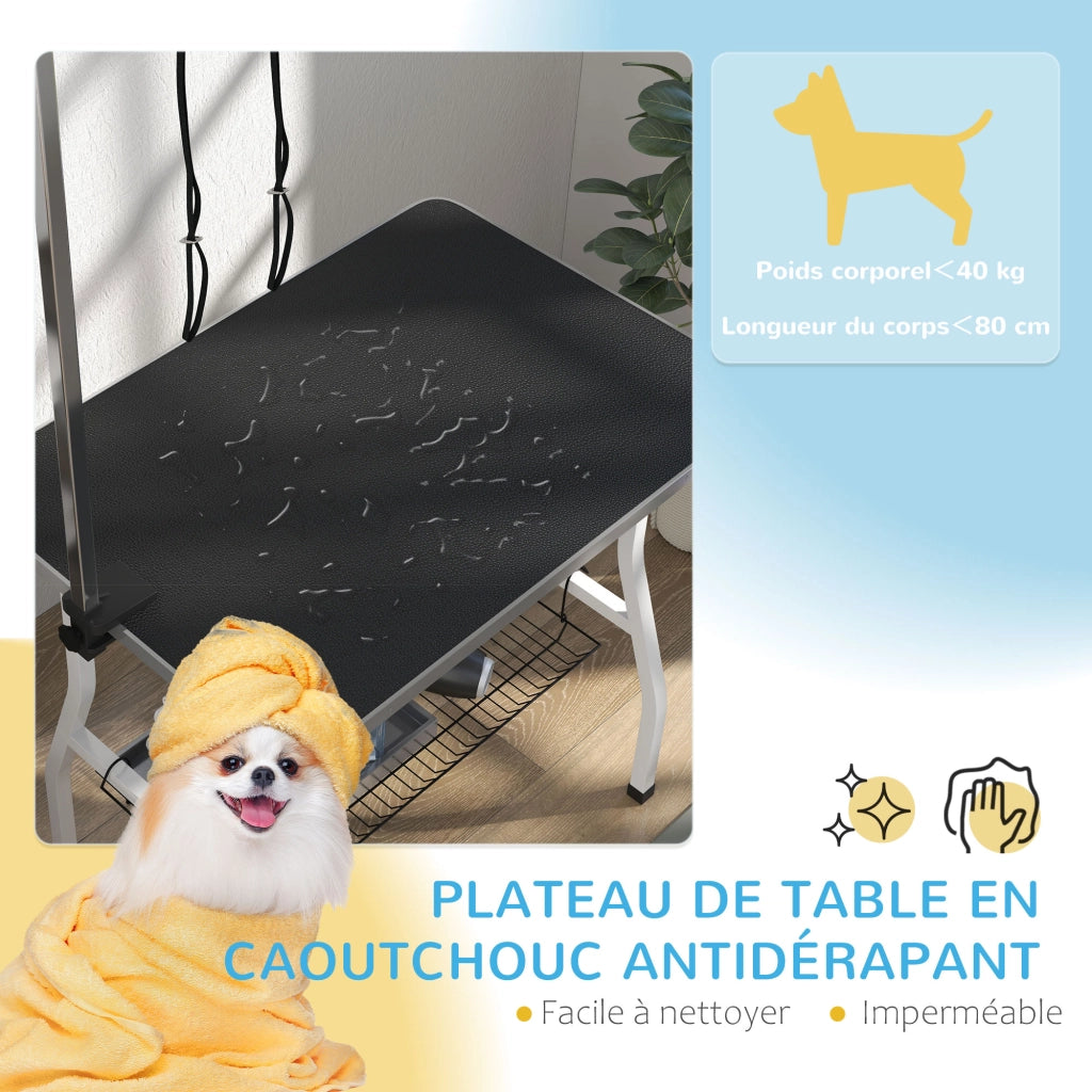 Tavolo Toelettatura Cani Pieghevole ¨C Xylo ¨C Gomma Antiscivolo Nero 90x60x76cm