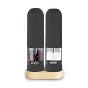 Set macina sale e pepe elettrico con base in legno, luce LED, meccanismo ceramico, 2,7W, funzionamento a batterie - SOGO
