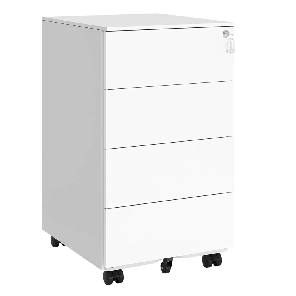 Mobiletto portaoggetti con serratura 3 cassetti per documenti e cancelleria preassemblato per l'ufficio domestico 39 x 45 x 55 cm bianco 12_0004822