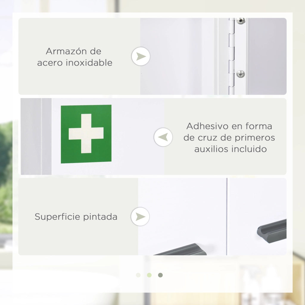 Armadio per medicinali 3 livelli con serratura e 2 chiavi ¨C zephmum ¨C 55x18x60 cm bianco