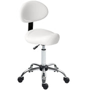 Sgabello Girevole con Schienale e Ruote ¨C zephmum ¨C 50x50x83-98cm Bianco