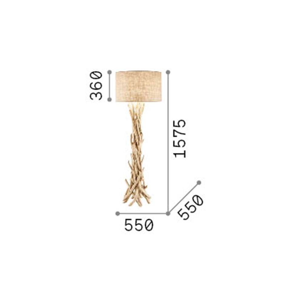 Piantana Industrial-Minimal Driftwood Metallo-Legno Marrone 1 Luce E27