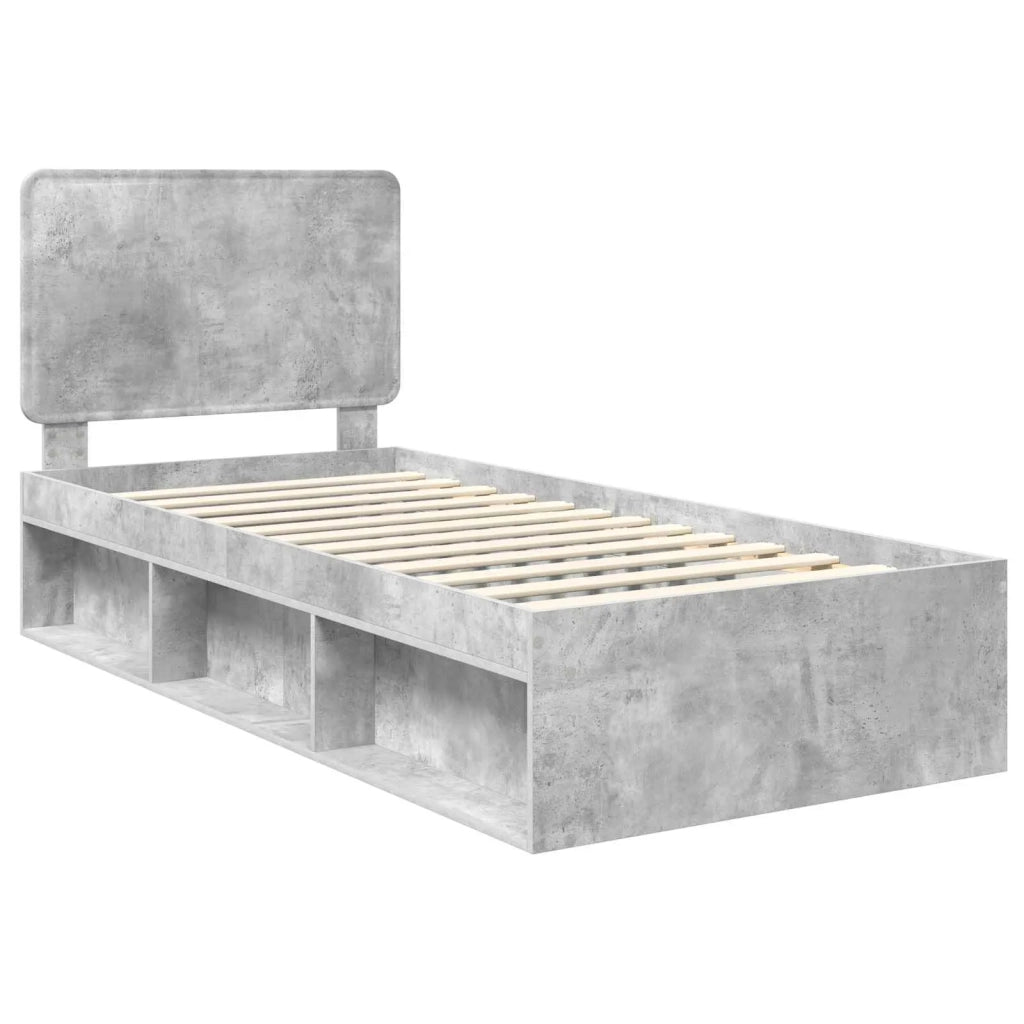 Struttura del letto Grigio Concretè 75 x 190 cm Pino massello 3412554
