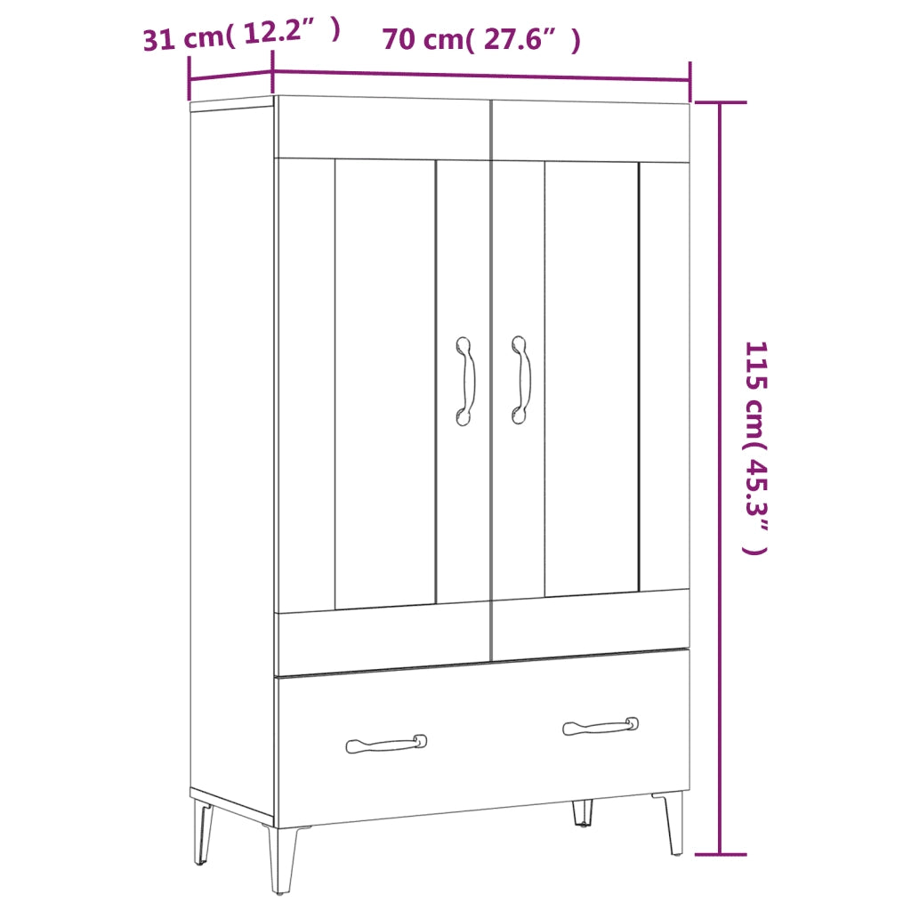 Credenza Grigio Sonoma 70x31x115 cm in Legno Multistrato cod mxl 26790