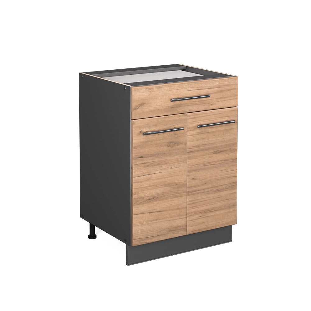 Vicco Mobiletto base per cucina Quercia dorata 60 cm con cassetto, senza piano di lavoro