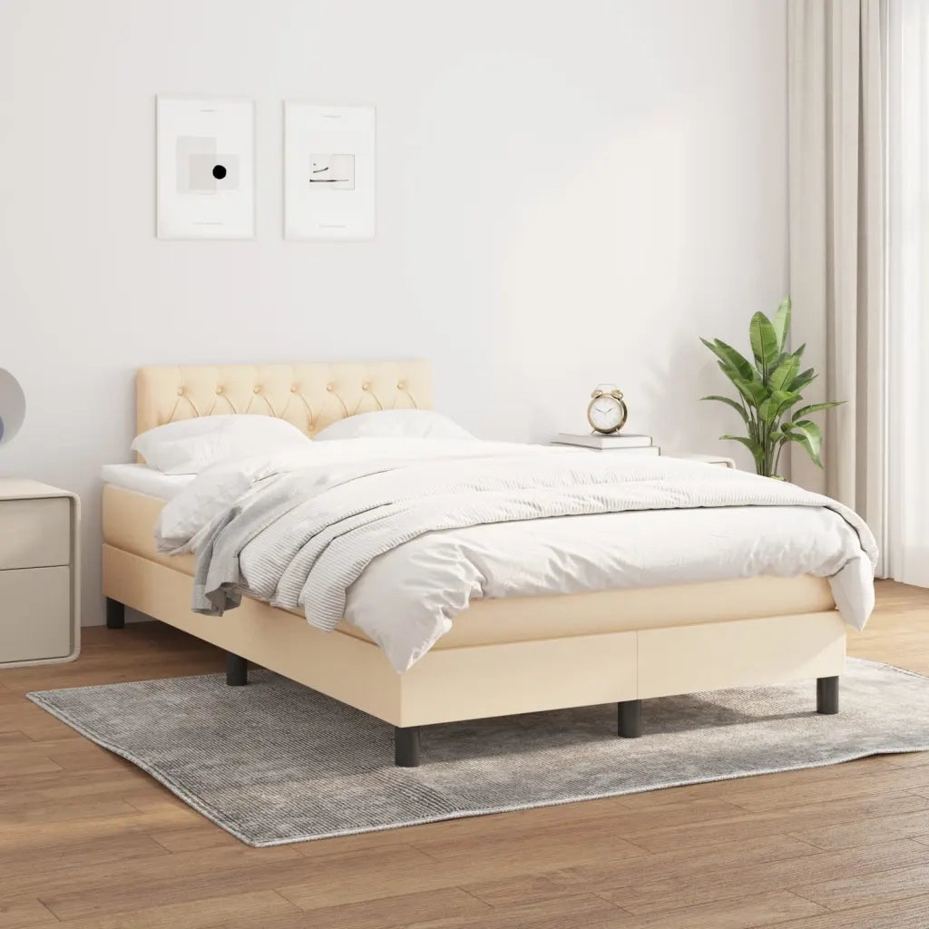 Giroletto a Molle con Materasso Crema 120x190 cm in Tessuto 3269749