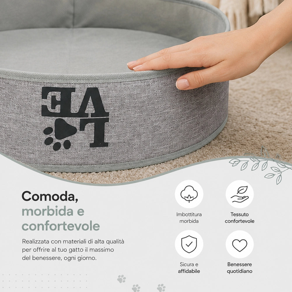 Cuccia per Gatti 35x33x33cm Letto per Animali Domestici Rifugio Grigio con Fodera