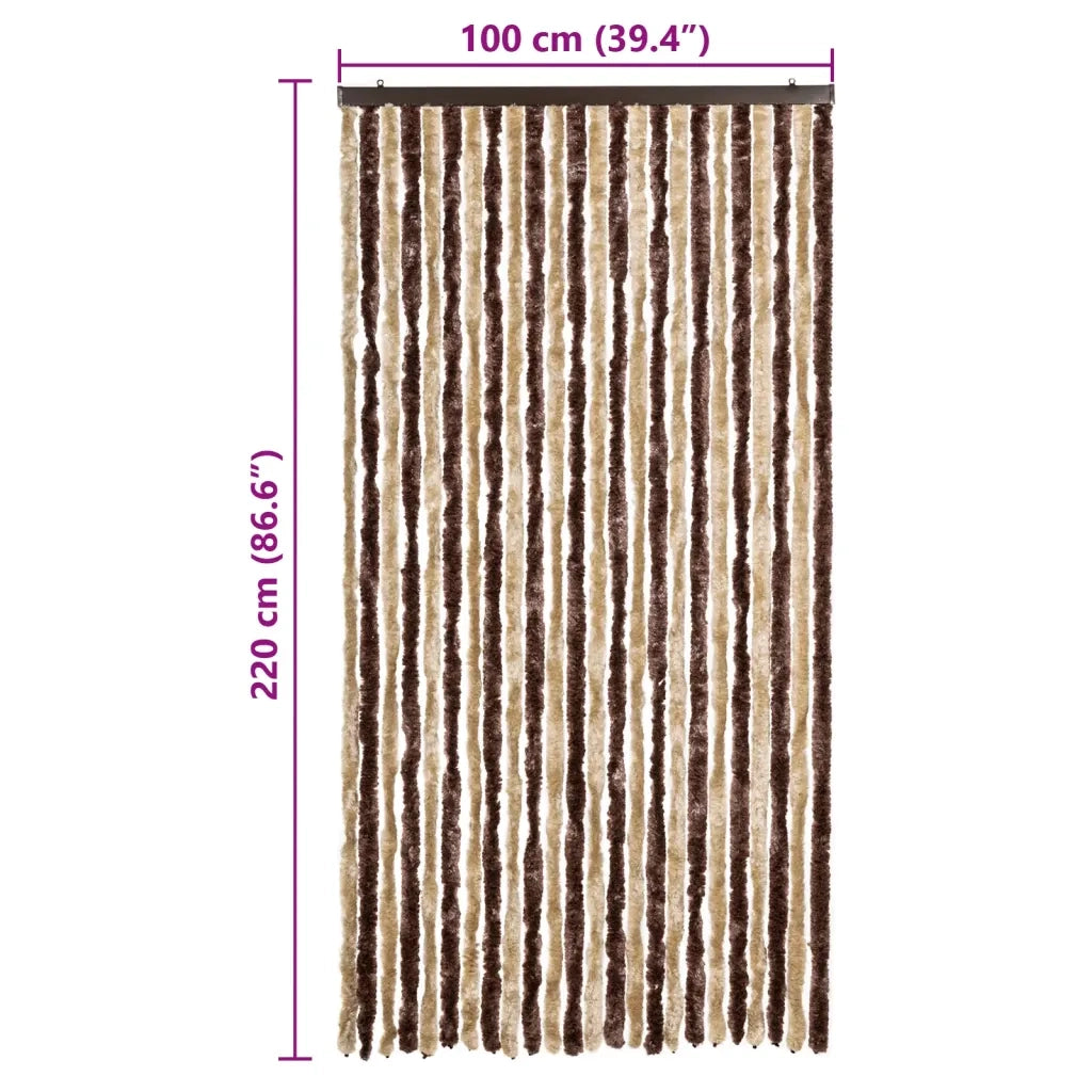 Zanzariera Beige e Marrone Chiaro 100x220 cm Ciniglia CFW5128091