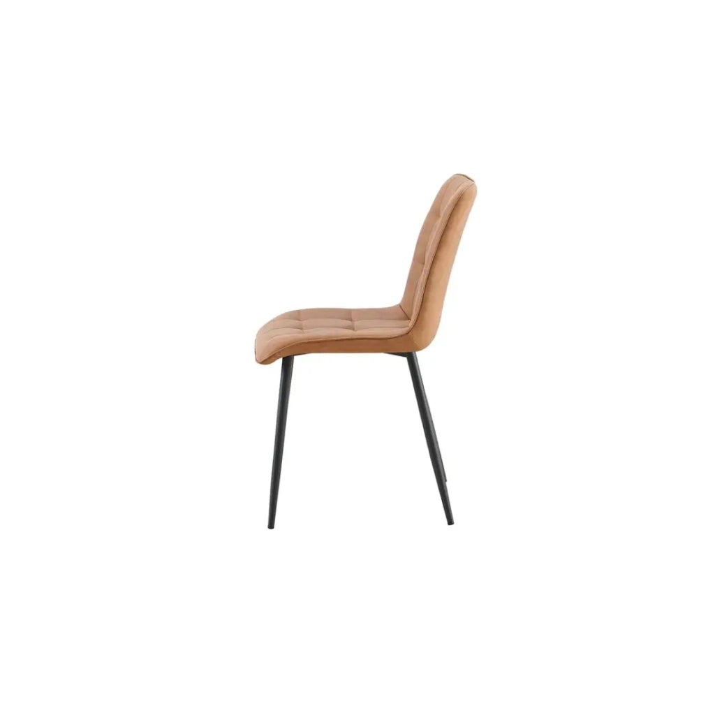 Set di 4 sedie MIREA – Cognac – Stile senza tempo – Gambe in metallo – Rivestimento in PU facile da pulire