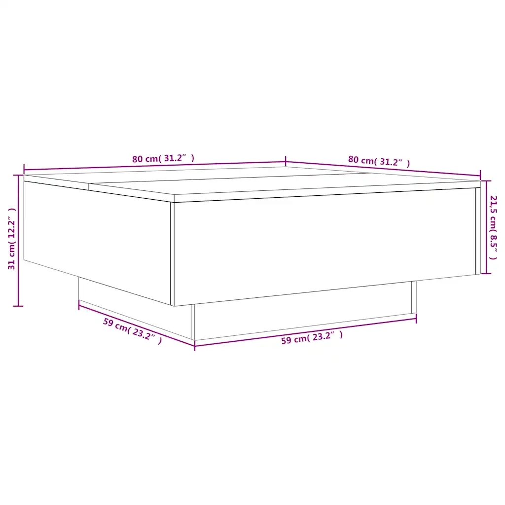 Tavolino da Salotto Nero 80x80x31 cm in Legno Multistrato 836582