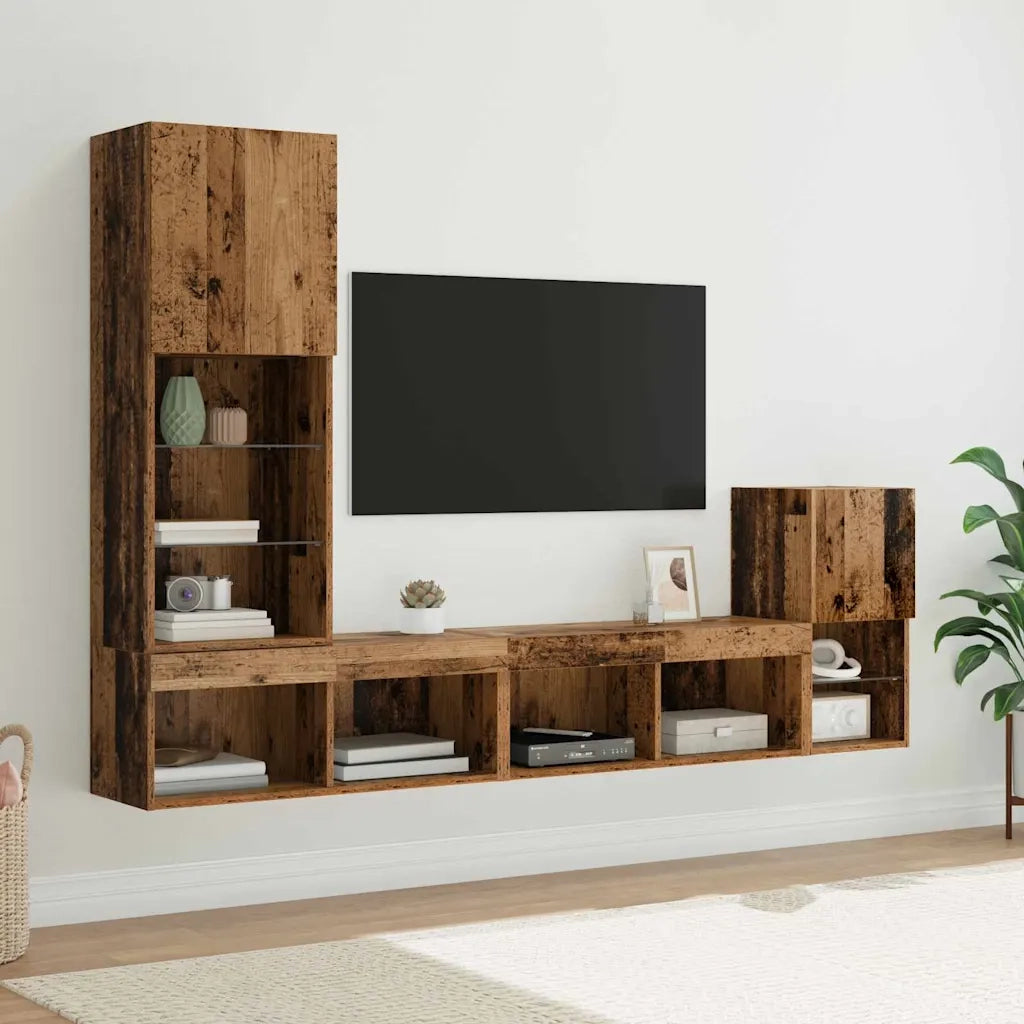Mobile per TV a Muro-Credenza per TV sospesa Legno vecchio Legno multistrato