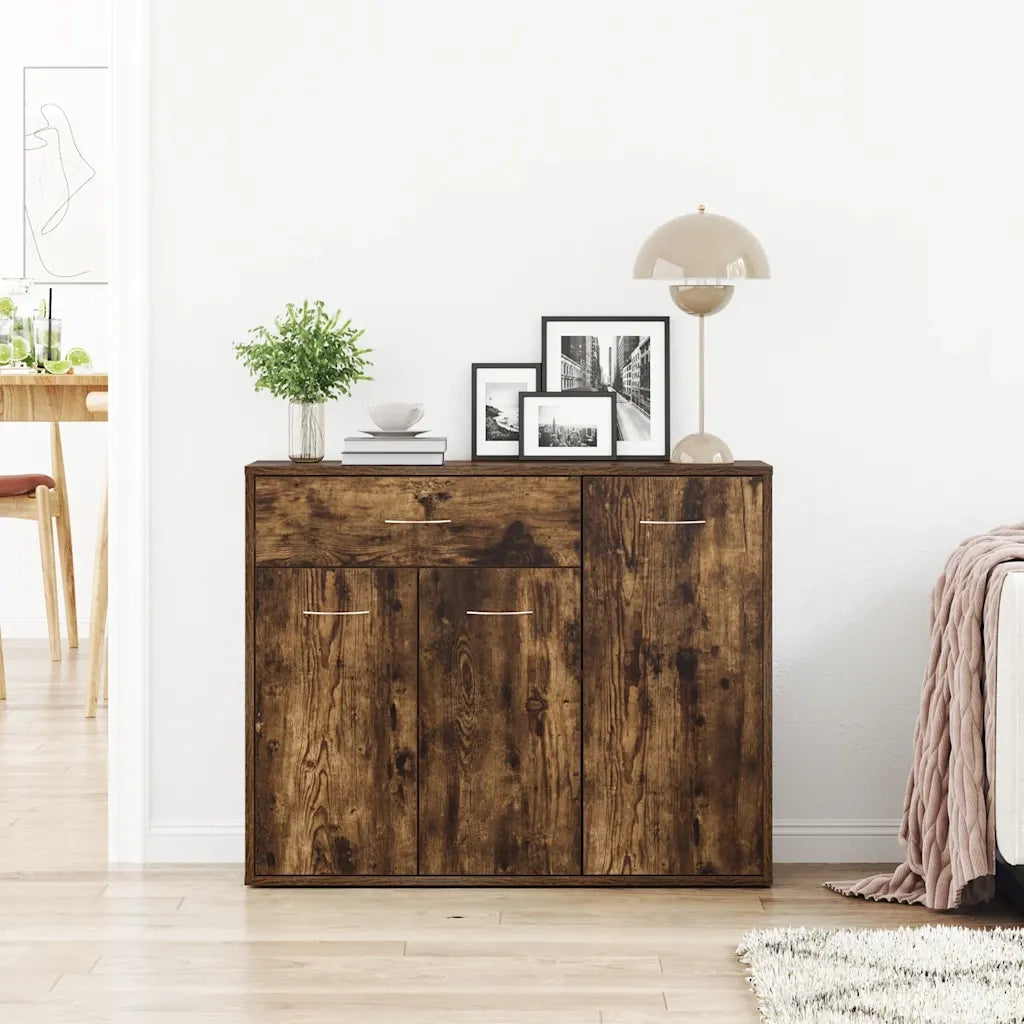 Credenza Rovere Fumo 88x30x70 cm in Legno Ingegnerizzato