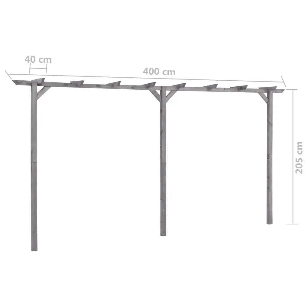 Pergolato da Giardino Grigio 400x40x205 cm in Pino Impregnato 313568