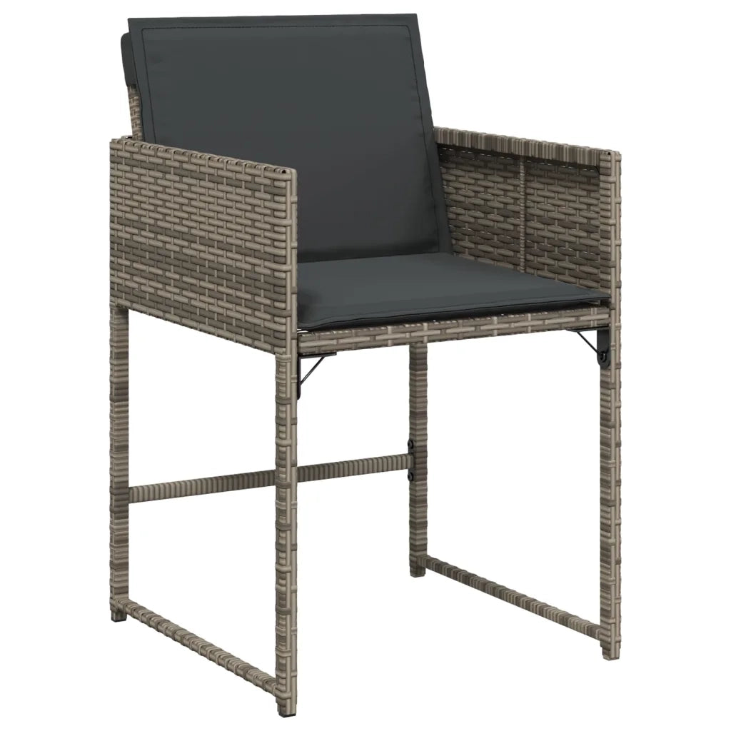 Set da Pranzo da Giardino 7 pz con Cuscini in Polyrattan Grigio