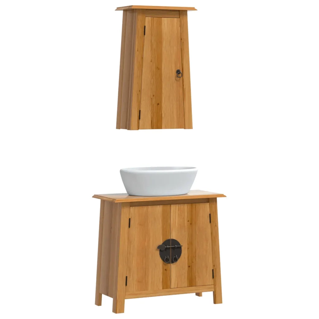Set Mobili da Bagno 2 pz in Legno Massello di Pino 3223459