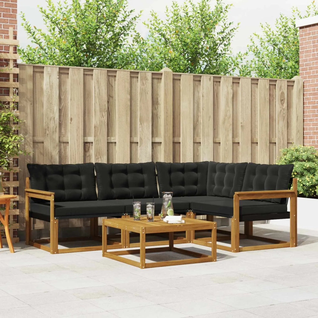 Set di divani da esterno con cuscino 5 pcs Naturale e Nero 3369427