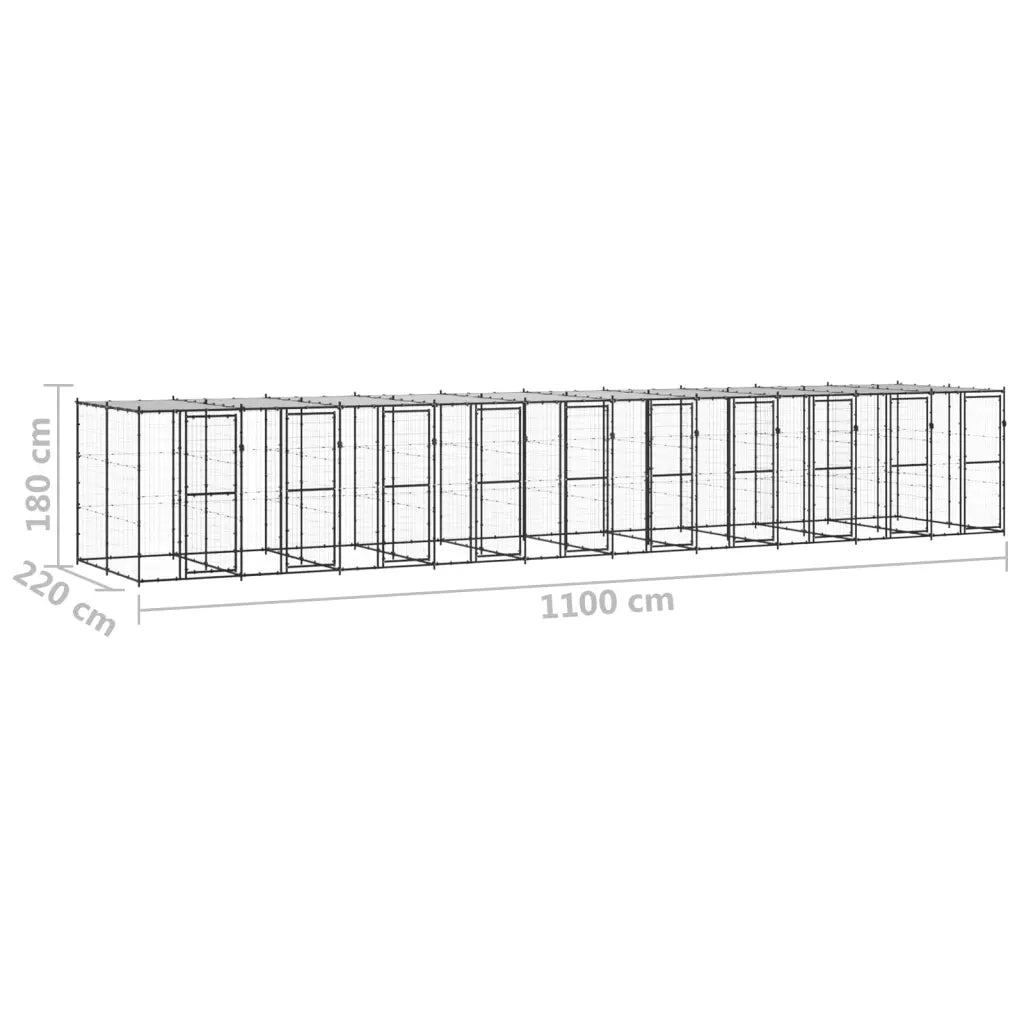 Gabbia per Cani da Esterno in Acciaio con Tetto 24,2 mÂ² cod mxl 57016