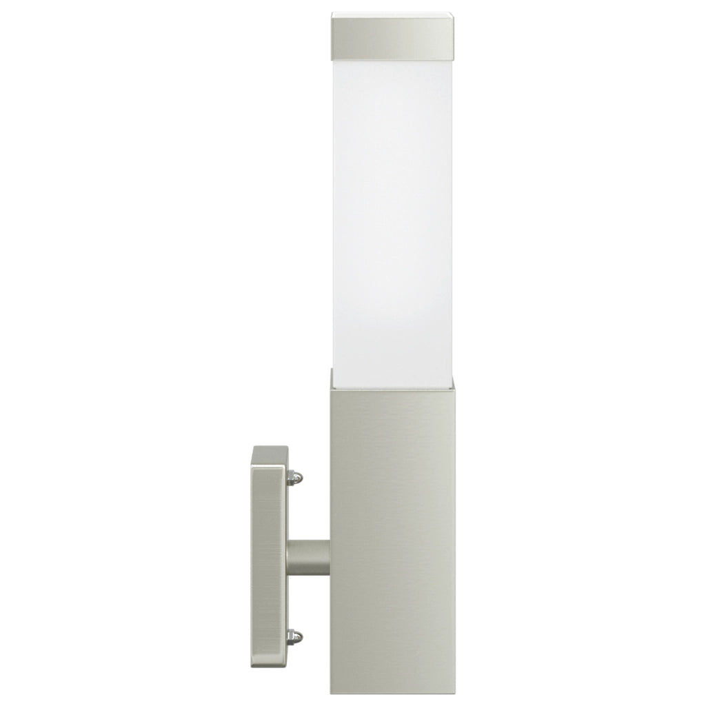 Luce da parete esterna argentata in acciaio inox IP44