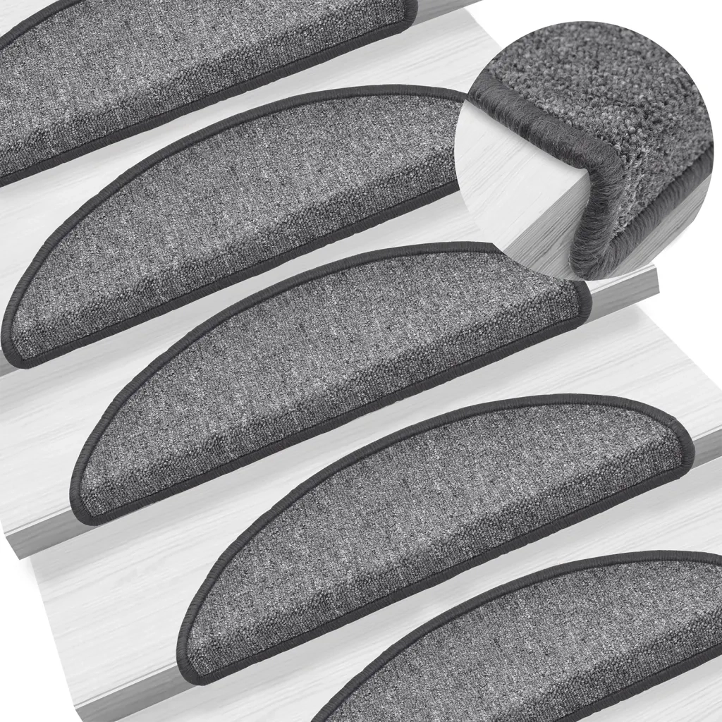 Tappetini per scale 10 pz 56x17x3 cm Grigio scuro Semicircolari 149737