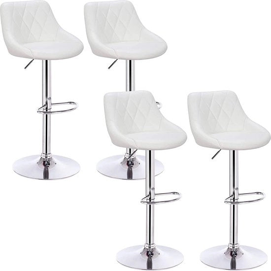 Set di 4 Sedili da Disegno con Sostegno per Piedi - Regolabile in Altezza 60 - 82 cm - Rotante - Bianco, 26 x 35 x 38 cm (Dimensioni della Sede)