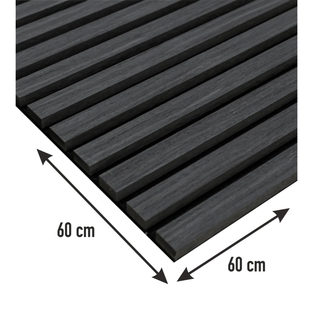 Pannelli Acustici Fonoassorbenti 4pz 60x60cm Decorativi Moderno Rovere Nero 3D