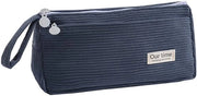 Etui per ufficio, etui per studenti, etui pratico, etui con cerniera, adatto per uso quotidiano a scuola (nero 358)