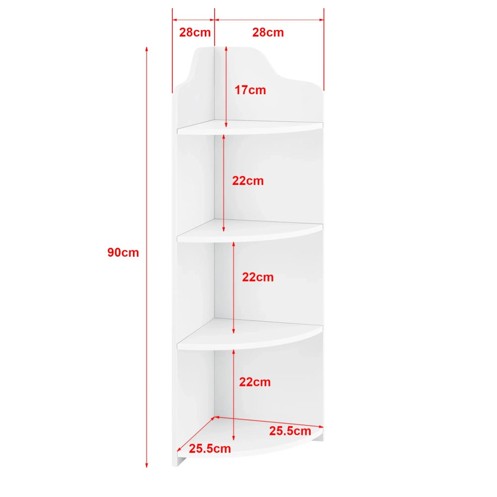 Mensola angolare per mobile bagno con 4 ripiani in legno composito 90 cm bianco 03_0005173