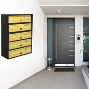ALUBOX SLIM Cassette Postali Condominiali 5 Posti 63X39X30 Cm In Lamiera Zincata E Alluminio Cassetta Postale Da Esterno Condominiale Con Sistema Anti Prelievo COLORE: ANTRACITE BRONZO