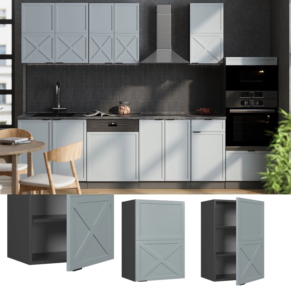 Pensile da cucina Fame-Line Blu-grigio chiaro/Antracite 50 cm Vicco