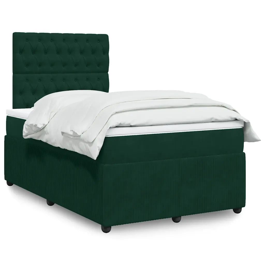 vidaXL Giroletto a Molle con Materasso Verde Scuro 120x190 cm Velluto