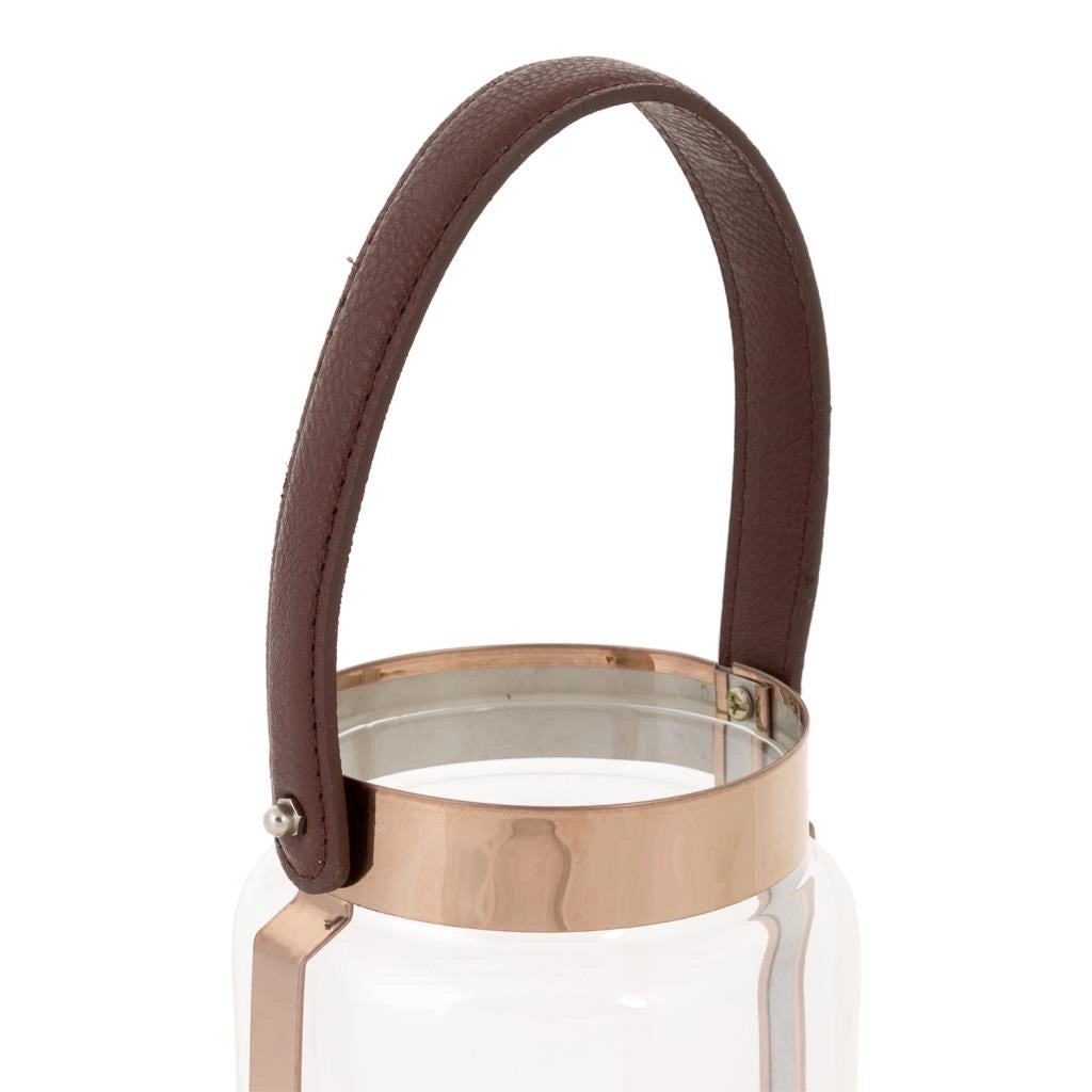 Lanterna in acciaio inox e vetro ramato 12,5x12,5x23h
