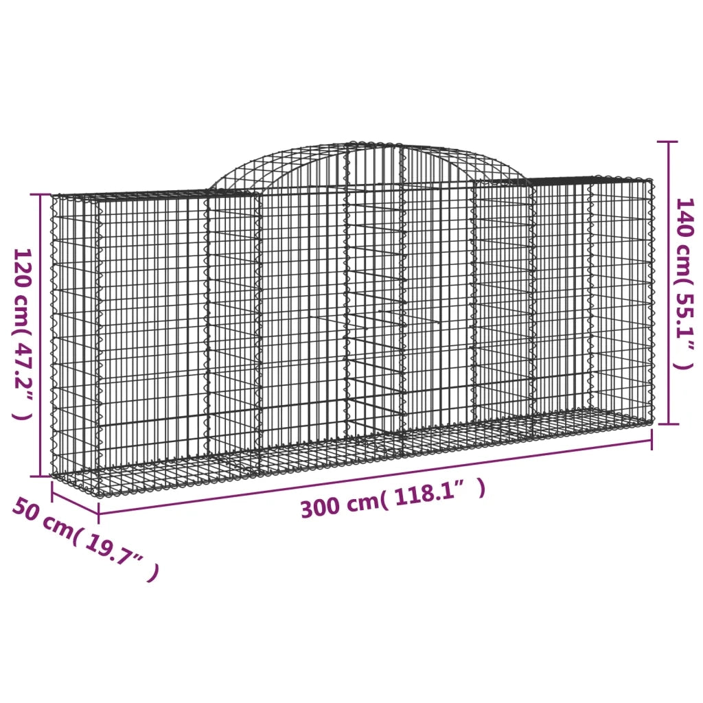 Cesti Gabbioni ad Arco 6 pz 300x50x120/140 cm Ferro Zincato 3146723