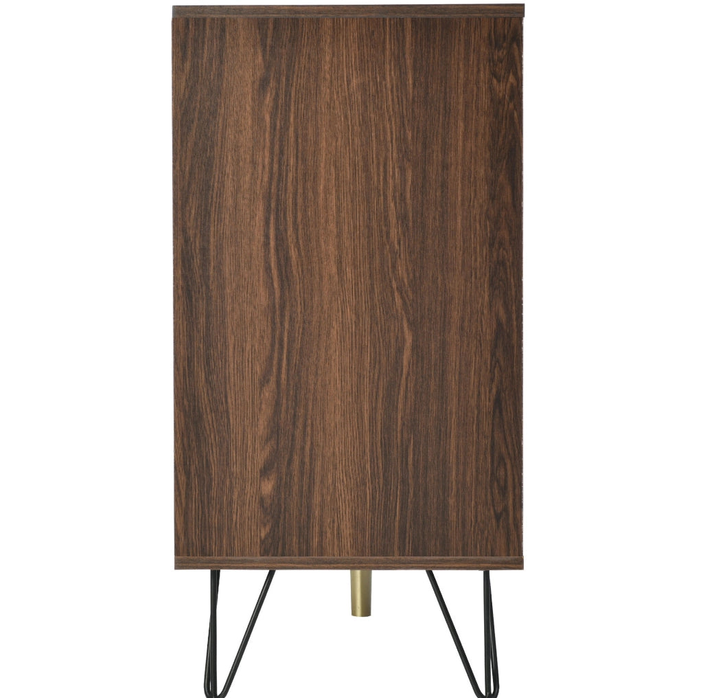 Sideboard 120x38x76.5 cm con 3 ante; piedini in ferro; colore naturale e nero
