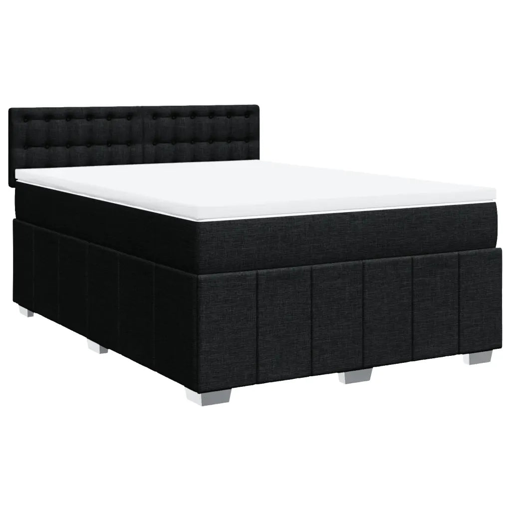Giroletto a Molle con Materasso Nero 140x190 cm in Tessuto