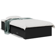Letto singolo | Letto per adulti | Giroletto con Cassetti Nero 75x190 cm in Legno Multistrato