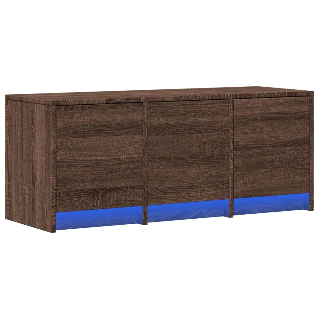 Mobile TV multimediale mensola TV credenza mobile TV per sala da pranzo soggiorno camera da letto con illuminazione a LED rovere 97 x 34 x 40 cm legno ingegnerizzato marrone 02_0026470