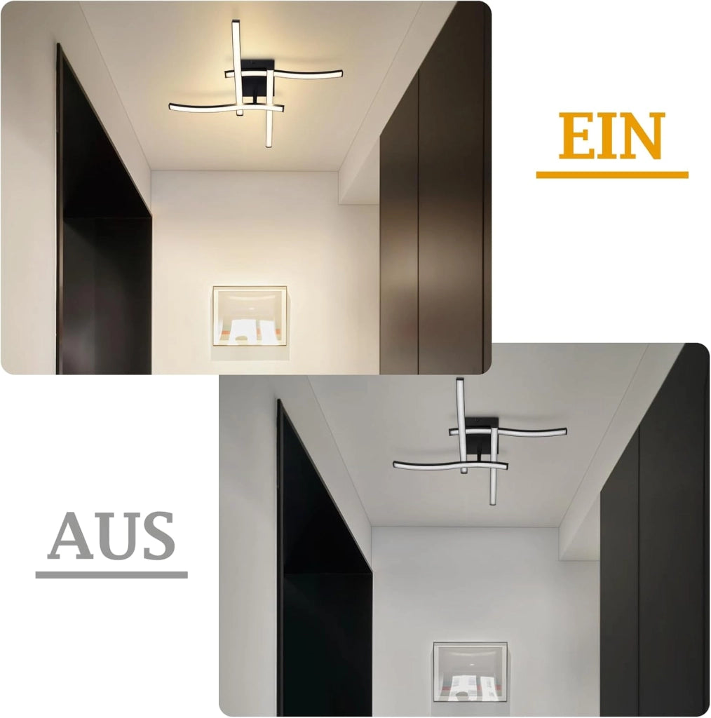 ZMH Lampada da soffitto plafoniera LED 24W nera moderna design ondulato per cucina soggiorno corridoio