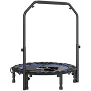Trampolino Fitness Pieghevole Ø102 cm con Manubrio Regolabile, Struttura in Acciaio, Blu e Nero