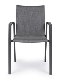 Set 4 Sedie da Giardino 55,5x60x83h cm con Braccioli Odeon Antracite Gr Scuro