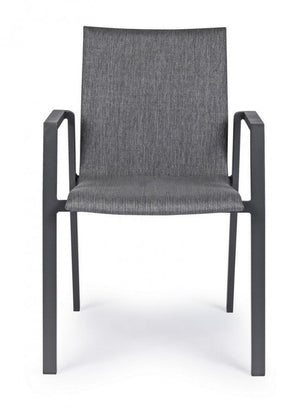 Set 4 Sedie da Giardino 55,5x60x83h cm con Braccioli Odeon Antracite Gr Scuro