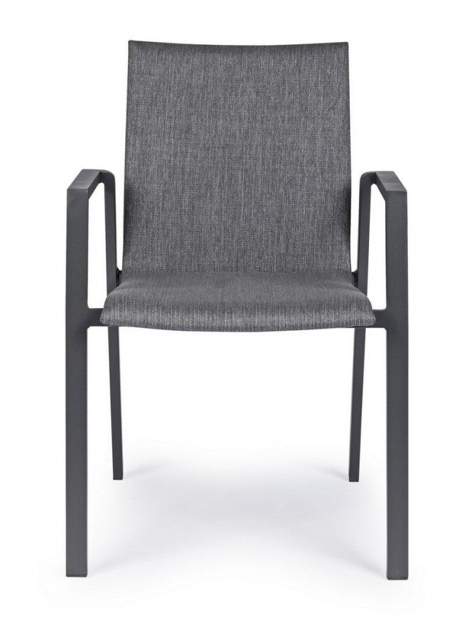 Set 4 Sedie da Giardino 55,5x60x83h cm con Braccioli Odeon Antracite Gr Scuro
