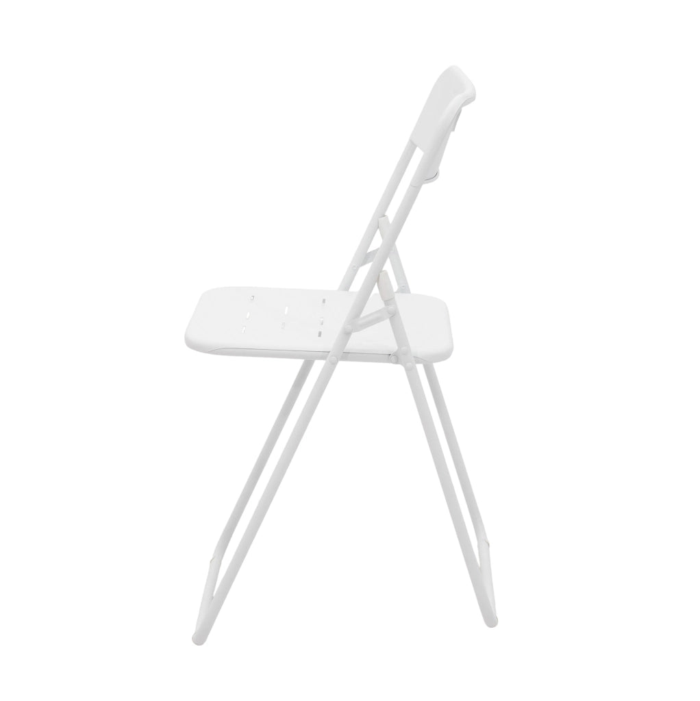 Set bistrot pieghevole; 3 pezzi per 2 persone; acciaio; bianco