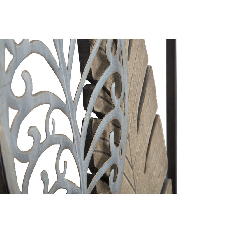 Pannello In Ferro E Legno Foglie -b- cm 30,5x2,5x99,5