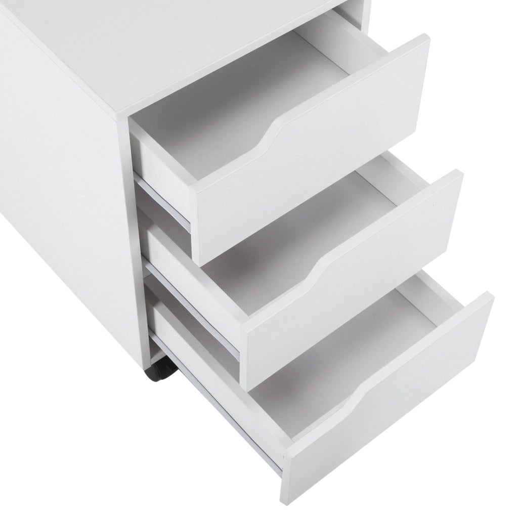 Cassettiera da Ufficio 3 Cassetti Maniglie a Scomparsa 40x50x57,5 cm Bianca