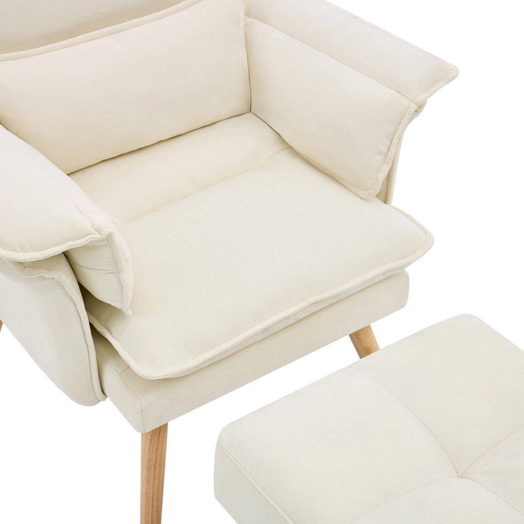 POLTRONA Relax con poggiapiedi 85x78,5x112 cm in lino beige