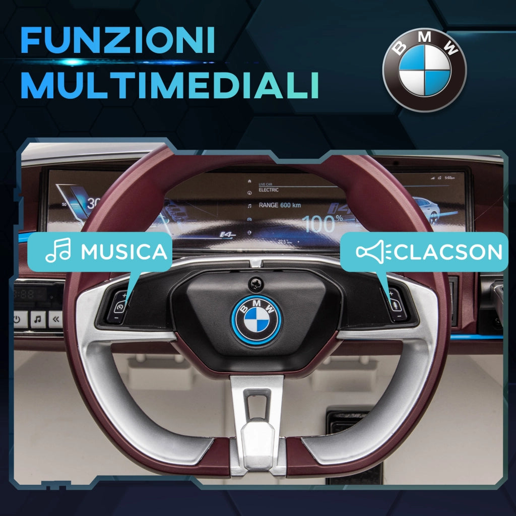 EasyComfort Macchina Elettrica per Bambini 3-6 Anni con Licenza BMW con Telecomando, Clacson e Fari, 115x67x45 cm, Bianca
